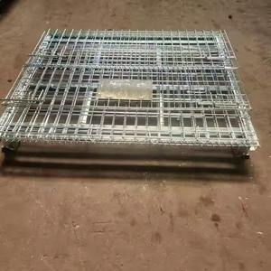 <span class=keywords><strong>Cage</strong></span> de conteneur en treillis métallique à roues à haute efficacité en entrepôt, <span class=keywords><strong>Cage</strong></span> de stockage en treillis d'acier galvanisé pliable et empilable - Product Image 5