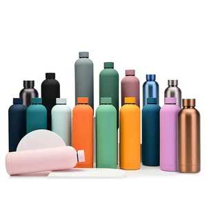 กระติกน้ำเหล็กเก็บความร้อนสุญญากาศสองชั้นสีระบบสัมผัสนุ่มขนาด350มล. 500มล. กระติกน้ำกีฬาปราศจากสาร BPA - Product Image 1