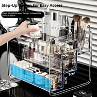 Boîte de rangement cosmétique transparente multicouche avec poignée, organiseur de maquillage pour coiffeuse et chambre à coucher