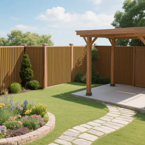 Panneau de clôture WPC à faible consommation, imperméable, ignifuge, panneau mural en PVC à texture bois 3D, anti-corrosion pour extérieur - Product Image 1