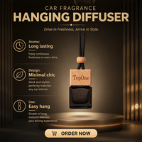 Vente en gros de flacons de parfum de luxe pour voiture TopOne, flacon en verre suspendu avec bouchon en bois gravé personnalisable, décoration intérieure