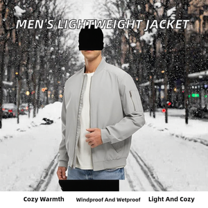 Mens Bomber <b>Jacket</b> Lightweight Zip Up Casual Flight <b>Jacket</b> Ribbed Hem Streetwear Outerwear Comfortable Cheap Price Wholesale - Product Image 2