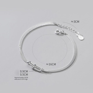 Pulsera de plata de ley 925 hecha a mano para mujer, cadena de eslabones de doble capa, con cierre en forma de U - Product Image 6