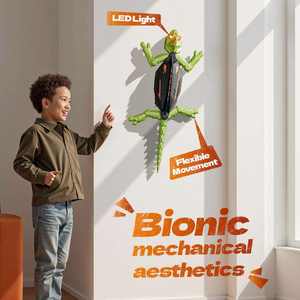 Telecomando parete arrampicata geco <span class=keywords><strong>Robot</strong></span> ricaricabile RC lucertola giocattolo con luci a LED divertente regalo di Halloween per bambini ragazzi - Product Image 4