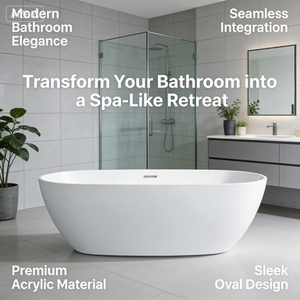 <span class=keywords><strong>Vasca</strong></span> <span class=keywords><strong>da</strong></span> Bagno Freestanding Moderna Ovale Bianca in Acrilico Ecologica Portatile Profonda Senza Giunture con Garanzia di 5 Anni - Product Image 5