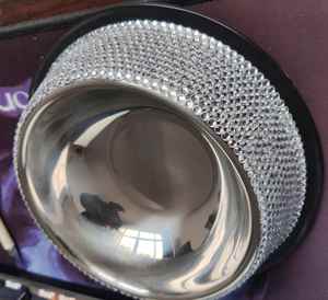 Bols pour animaux de compagnie en acier inoxydable avec strass cloutés, double couche, double compartiment pour nourriture et eau, design luxueux et brillant pour chiots et chats - Product Image 6