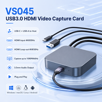 Tarjeta de Captura USB3.0 HDMI 1080P60 4K30 con Salida en Bucle, Conexión Dual USB-A y Tipo-C, Salida de Audio Estéreo de 3.5mm, Sin Controladores, para Transmisión en Vivo