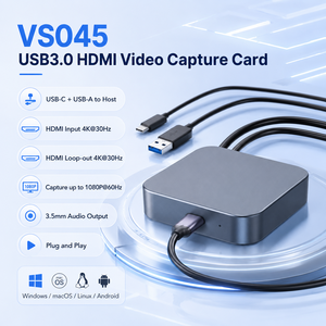 Carte de capture HDMI USB 3.0 1080P60 4K30 avec sortie en boucle, double connecteur USB-A et Type-C, sortie audio stéréo 3,5 mm, sans pilote pour le streaming en direct - Product Image 1