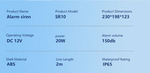 Sirène d'alarme à haut niveau sonore 150 dB, fabricant OEM ODM, sirène de sécurité, conception étanche pour plusieurs scénarios de sécurité - Product Image 6