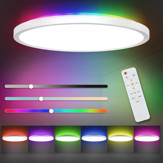 Modern Smart RGB LED 29cm Ceiling Light Remote Control RGB Dimmable Panel Lamp Flush Mount Photography Light