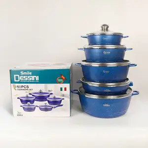 Ht nhà máy trực tiếp bán 10 cái đúc nhôm không dính Cookware Kitchen Ware Cooking súp nồi Set