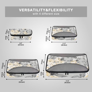 Ensemble de 6 cubes de rangement pour bagages à motif hibiscus jaune Hawaïen, design personnalisé, vente en gros, pour valises de voyage et bagages cabine - Product Image 5