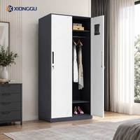 Armoire de rangement en acier bicolore avec penderie pour vêtements, idéale pour chambre à coucher, appartement et dortoir