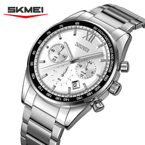 SKMEI – montre à quartz chronographe pour hommes, tachymètre professionnel, montre-bracelet en acier inoxydable, cadran multifonction avec date, montre étanche - Product Image 1