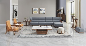 <span class=keywords><strong>Sofa</strong></span> sudut kayu padat lapisan kepala, <span class=keywords><strong>sofa</strong></span> kulit kayu eboni kelas atas Modern sederhana