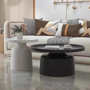 Mesa de Centro NKAHS Estilo Martini Cremoso, Juego de Mesa de Centro Moderna de Metal, Móvil, Ecológica, Fácil de Limpiar, Decorativa para Sala de Estar - Product Image 1