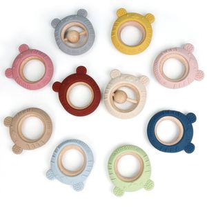 Mordedor de madera sensorial para niños sin BPA personalizado, mordedor de silicona, juguetes de dentición para bebés - Product Image 1