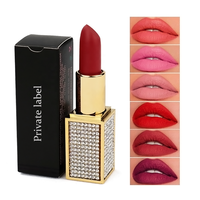 Bling or luxe diamant tube rouge à lèvres végétalien haute pigment velours rouge à lèvres marque privée longue durée imperméable mat rouge à lèvres