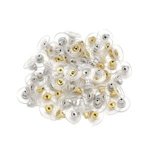 Stainless Steel Bullet Clutch <strong>Earring</strong> <strong>Backs</strong> with Pad <strong>Earring</strong> Safety <strong>Backs</strong> <strong>Silver</strong> Gold Ear Backing with Plastic Disc Findings - Product Image 5