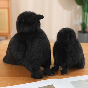 Fabricación realista <span class=keywords><strong>Cuervo</strong></span> <span class=keywords><strong>peluche</strong></span> animal lindo negro cuervos pájaro <span class=keywords><strong>peluche</strong></span> muñeca juguete regalos - Product Image 3