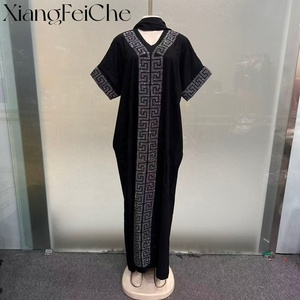 Abito Bubu da <span class=keywords><strong>Donna</strong></span> 2025 Nuovo Stile Moda Casual <span class=keywords><strong>Etnico</strong></span> Tinta Unita Ampio Africano Modesto con Diamanti - Product Image 6