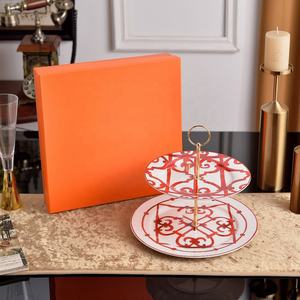 Plato de Pastel de Frutas de Dos Niveles de Lujo Europeo Occidental, Vajilla de Porcelana China para Sala de Estar, Platos para Pasteles - Product Image 6