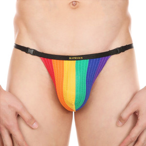 Polyamide <strong>Men</strong> Breathable Eco-Friendly Rainbow Colorful Detachable <strong>Briefs</strong> Bulge Pouch Underwear - Product Image 3
