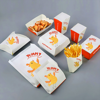 Caja de Papel Antigrasa Desechable para Envasado de Comida Rápida, con Relieve, para Aperitivos, Pollo Frito y Hamburguesas, al por Mayor