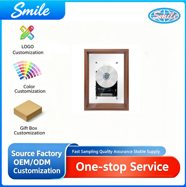 Transparent Frame BT CD Player Retro Style Wall Mounted Music Player Home Audio Device with HiFi Stereo Sound and Long Battery