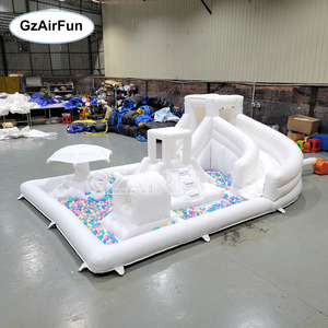 Château gonflable en PVC avec toboggan aquatique, piscine à balles, <span class=keywords><strong>location</strong></span>, kits de réparation d'attractions, garantie 1 an, comprenant un souffleur - Product Image 2