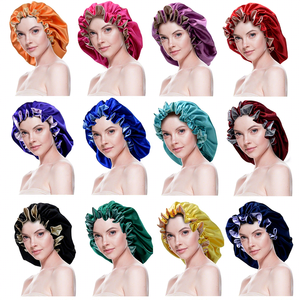 <span class=keywords><strong>Bonnet</strong></span> en satin de soie double couche personnalisé avec LOGO, 50 couleurs, bonnets de nuit réversibles pour dormir - Product Image 1