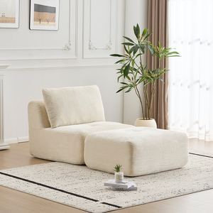 Ensemble de canapés modulaires modernes rembourrés en éponge, design nuage, adaptés aux animaux domestiques, pour salons d'appartements et d'hôtels, avec chaise longue individuelle - Product Image 2