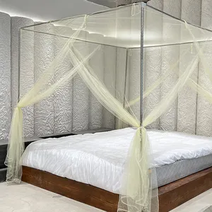 Tirai Anti serangga, tirai kelambu portabel tinggi, persegi panjang 4 pintu, jaring nyamuk, kanopi, untuk kamar tidur, Anti serangga