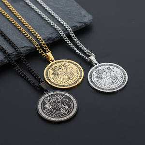 Titane acier ancien grec olympien douze principaux dieux chasse déesse <span class=keywords><strong>Artemis</strong></span> collier pendentif circulaire - Product Image 6
