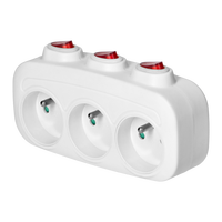 Adaptateur de prise 3 voies de type E français conforme aux normes européennes Pheiyon, 3x16A 230V 3680W avec interrupteurs, CE RoHS, export pour la France, la Pologne, OEM