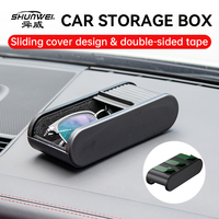 Boîte de rangement multifonctionnelle pour voiture avec couvercle coulissant Design Soft Fleece Lining Adhesive Mount Organizer for Coins Keys Cards Glasses