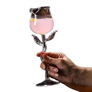 Pressed Machine Embossed Design Glassware Color Wine Glasses Vintage Wine Goblet Glasses