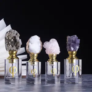 Garrafa de perfume personalizada estilo folk, com pedra de águia, vidro cristal, garrafas de óleo essencial vazias