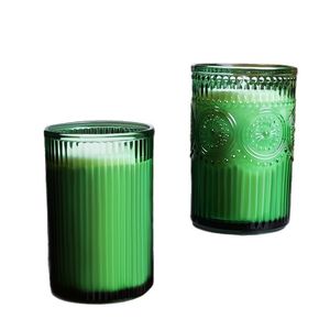 Scented Candles Green Glass Cylinder Soy <b>Wax</b> Home Decoration Wedding Use - Product Image 4