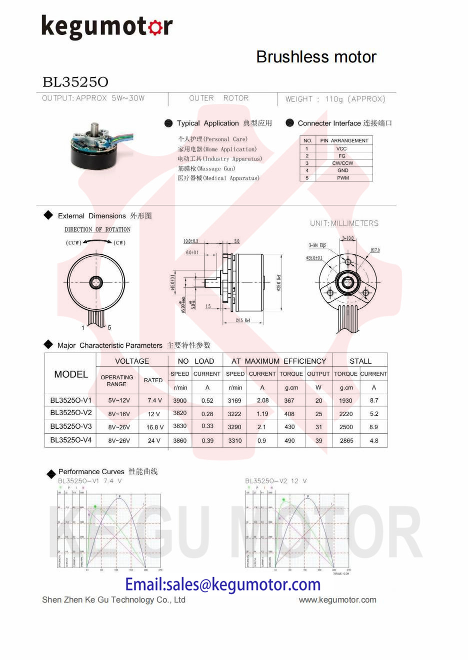 BL3525 35mm outrunner bldc motor 24V 39W Brushless DC Motor 3300rpm for mini Massage Gun BL3525O