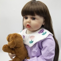 Silicone 24 pouces 60cm vie comme Rebrith jolie fille poupée avec des cheveux longs réaliste bébé Reborn bébé