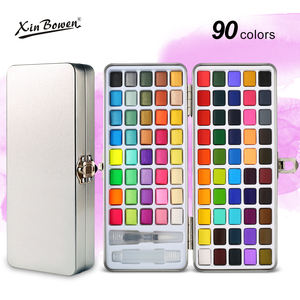 Ensemble <span class=keywords><strong>de</strong></span> peinture à la gouache <span class=keywords><strong>haut</strong></span> <span class=keywords><strong>de</strong></span> <span class=keywords><strong>gamme</strong></span> 72/90/100 gâteau <span class=keywords><strong>de</strong></span> dessin à l'eau solide avec stylo à brosse à eau gratuit pour papier et toile - Product Image 6