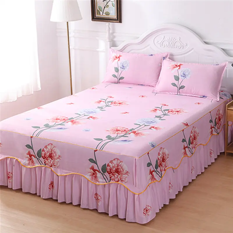 Nova saia de cama antiderrapante peça única capa de cama coreana colchão escovado Aloe Vera algodão colchão protetor.