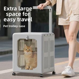 Foldable ABS 4-<b>Wheel</b> Waterproof Pet Cart <b>Suitcase</b> for Cats Dogs Large Capacity Portable Outdoor All-Season Aviation Luggage Case - Product Image 3