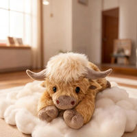 Peluche Vache des Highlands Chauffante en Gros, Animal en Peluche à Poils Longs, Jouet Vache Écossaise, Cadeau en Stock, OEM ODM