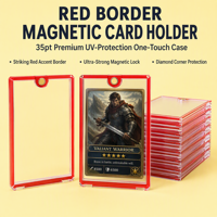Porte-cartes magnétiques TCG minimalistes avec bordure rouge, protège-cartes 35pt et étui transparent en plastique pour photocartes