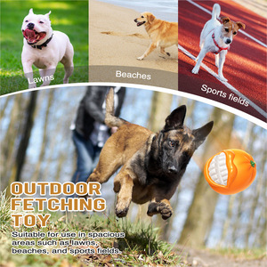 Multi Functional Orange Dog Chew <b>Toy</b> with Squeaker for Teeth Cleaning and Outdoor Play - Product Image 4