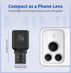 Wontravel 1 <b>USB</b>-A 2 <b>USB</b>-<b>C</b> Universal Plug 70W <b>Mini</b> Travel Adapter for Global Use - Product Image 2