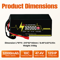 Batería LiPo para Drones 16Ah 22Ah 27Ah 32Ah 47.4V 12S, Baterías de Celdas en Bolsa de Ultra Alto Voltaje para Modelos de UAV Agrícolas e Industriales