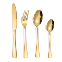 Ensemble de couverts modernes en acier inoxydable poli miroir de haute qualité, fourchette, couteau, cuillère, coloris or et noir, pour la maison et la restauration